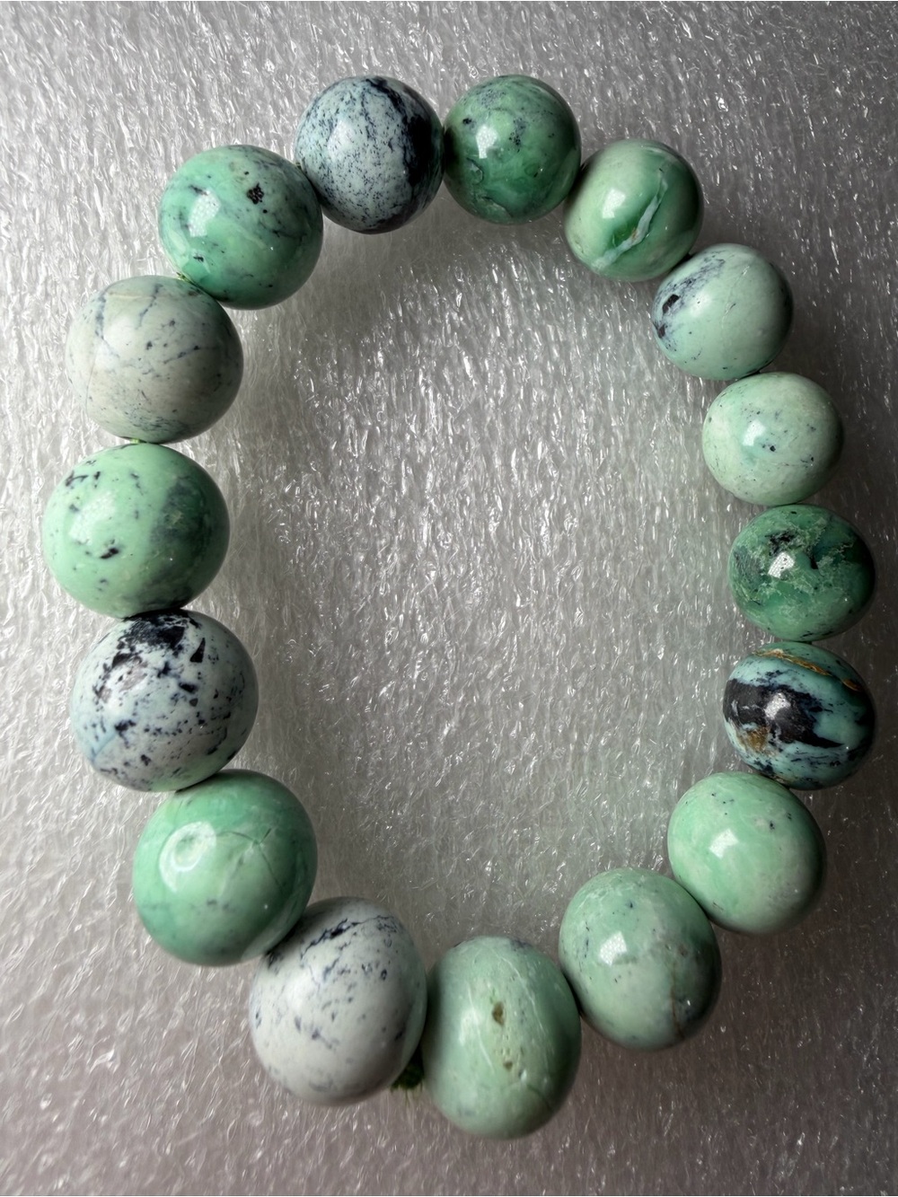 Gorgeous Rare 12MM Peru Turquoise Natural Crystal Bracelet